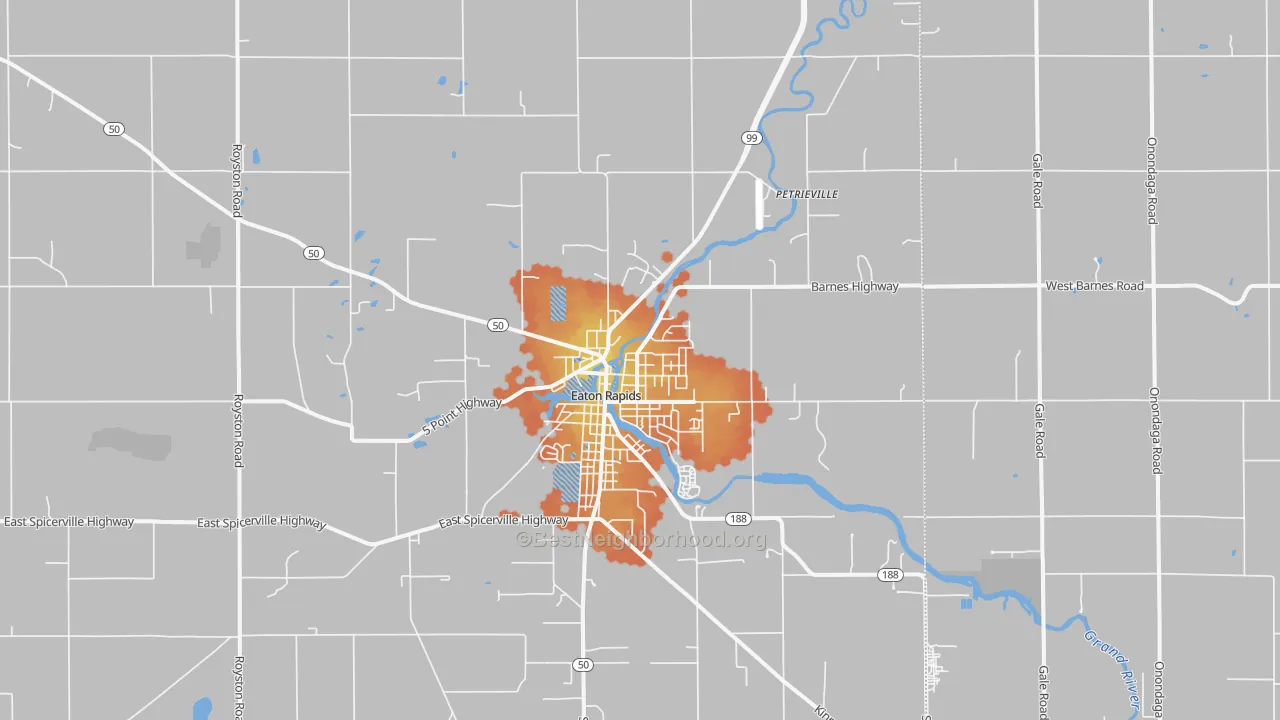 Bike Grade map of 48827, MI