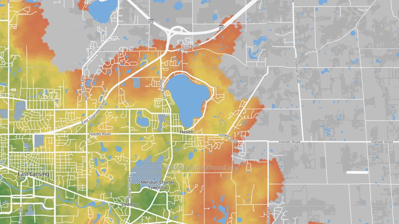 Bike Grade map of 48840, MI