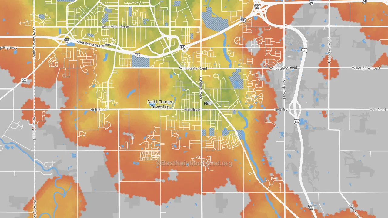 Bike Grade map of 48842, MI