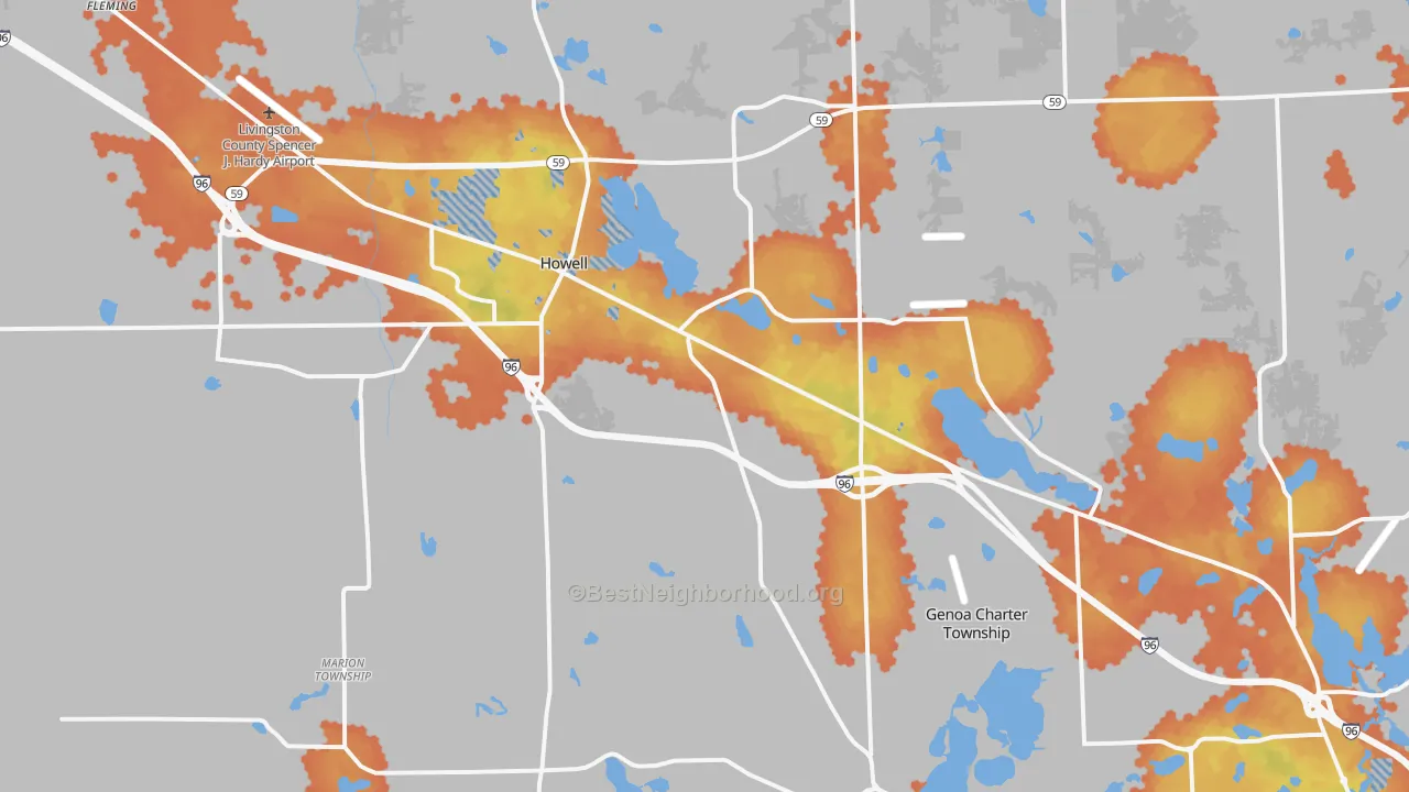 Bike Grade map of 48843, MI