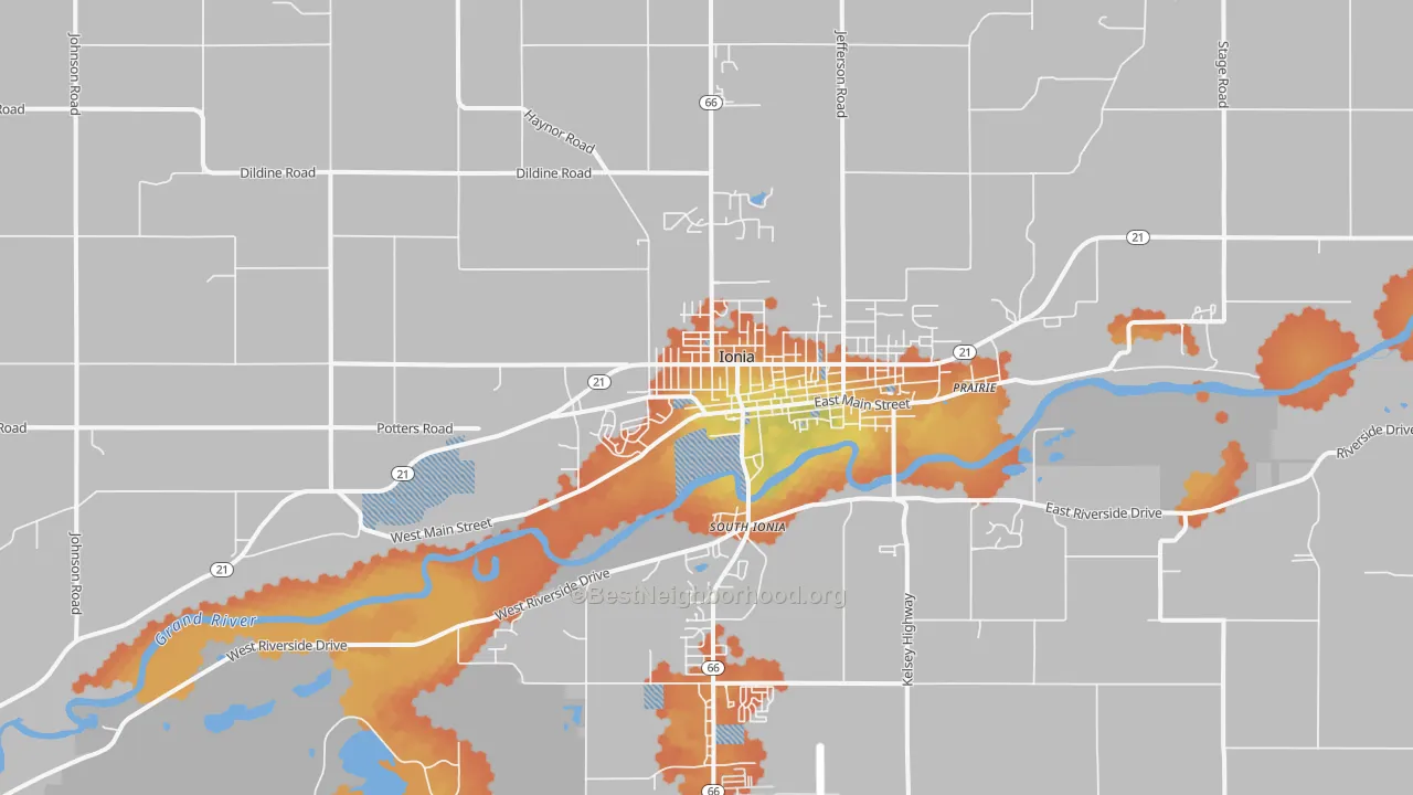 Bike Grade map of 48846, MI