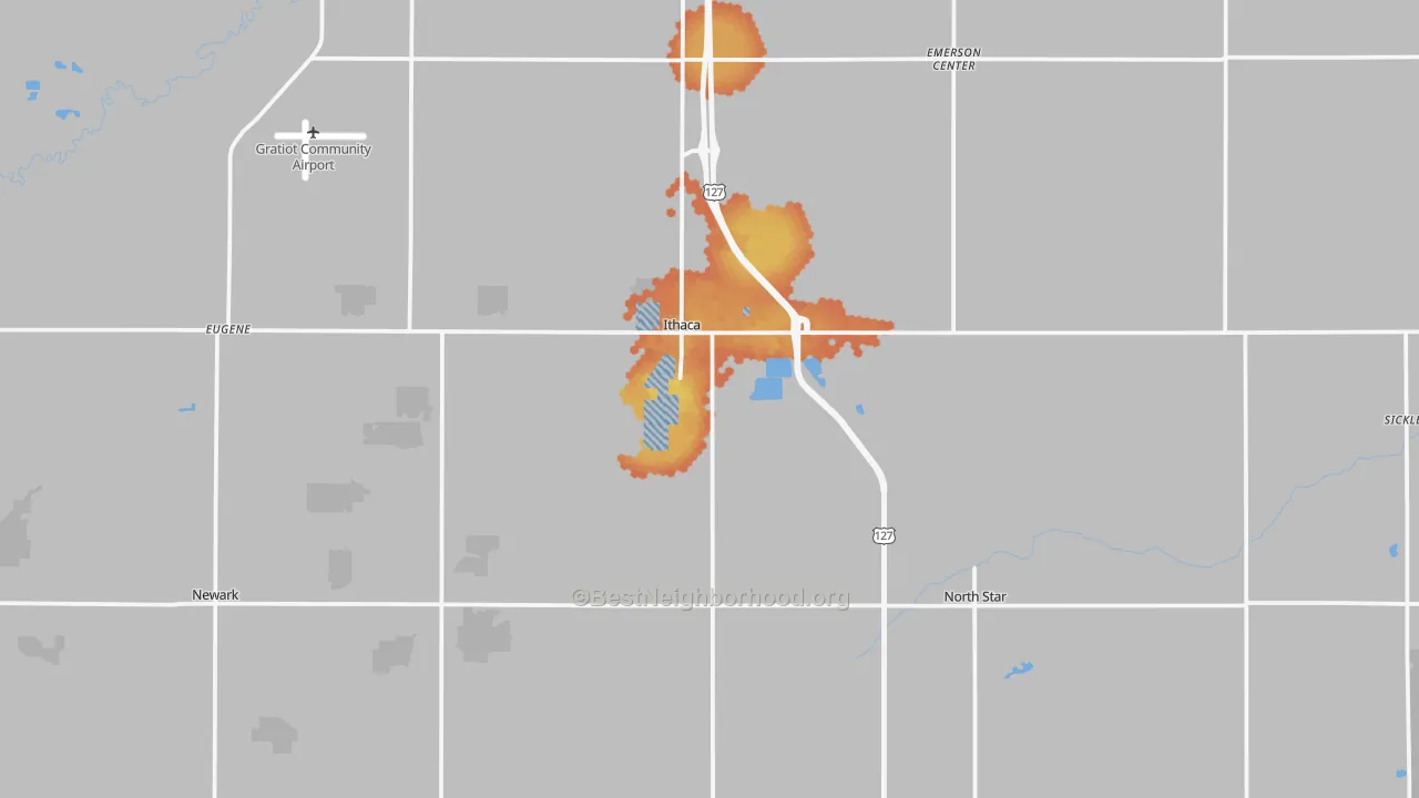 Bike Grade map of 48847, MI