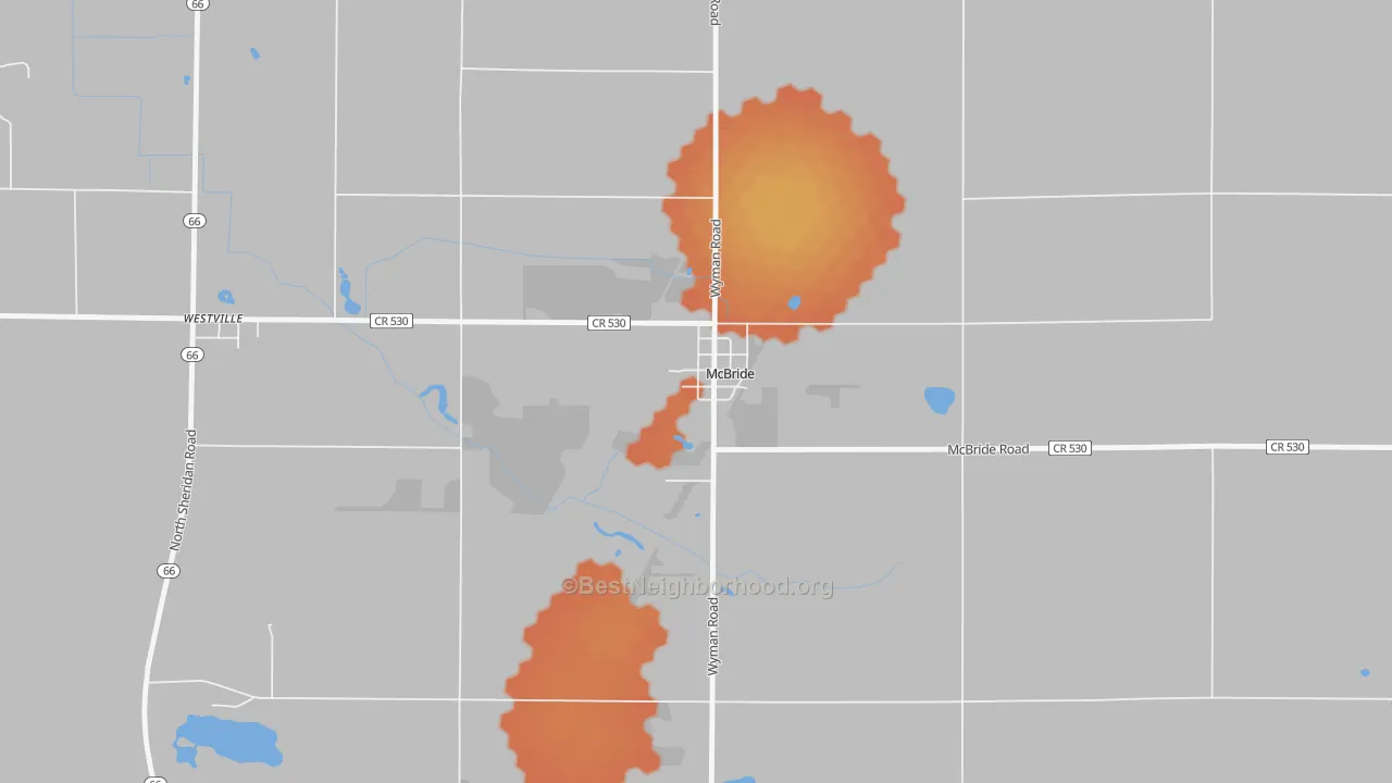 Bike Grade map of 48852, MI