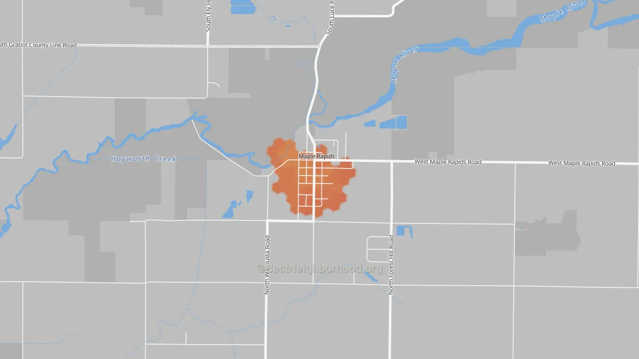 Bike Grade map of 48853, MI