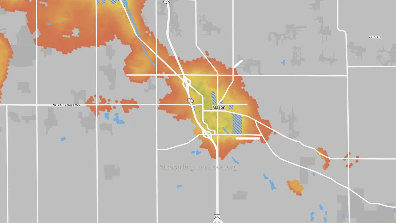 Bike Grade map of 48854, MI