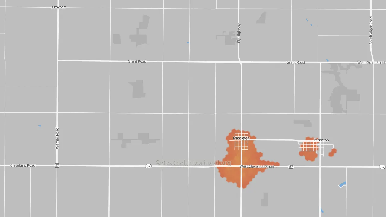 Bike Grade map of 48856, MI