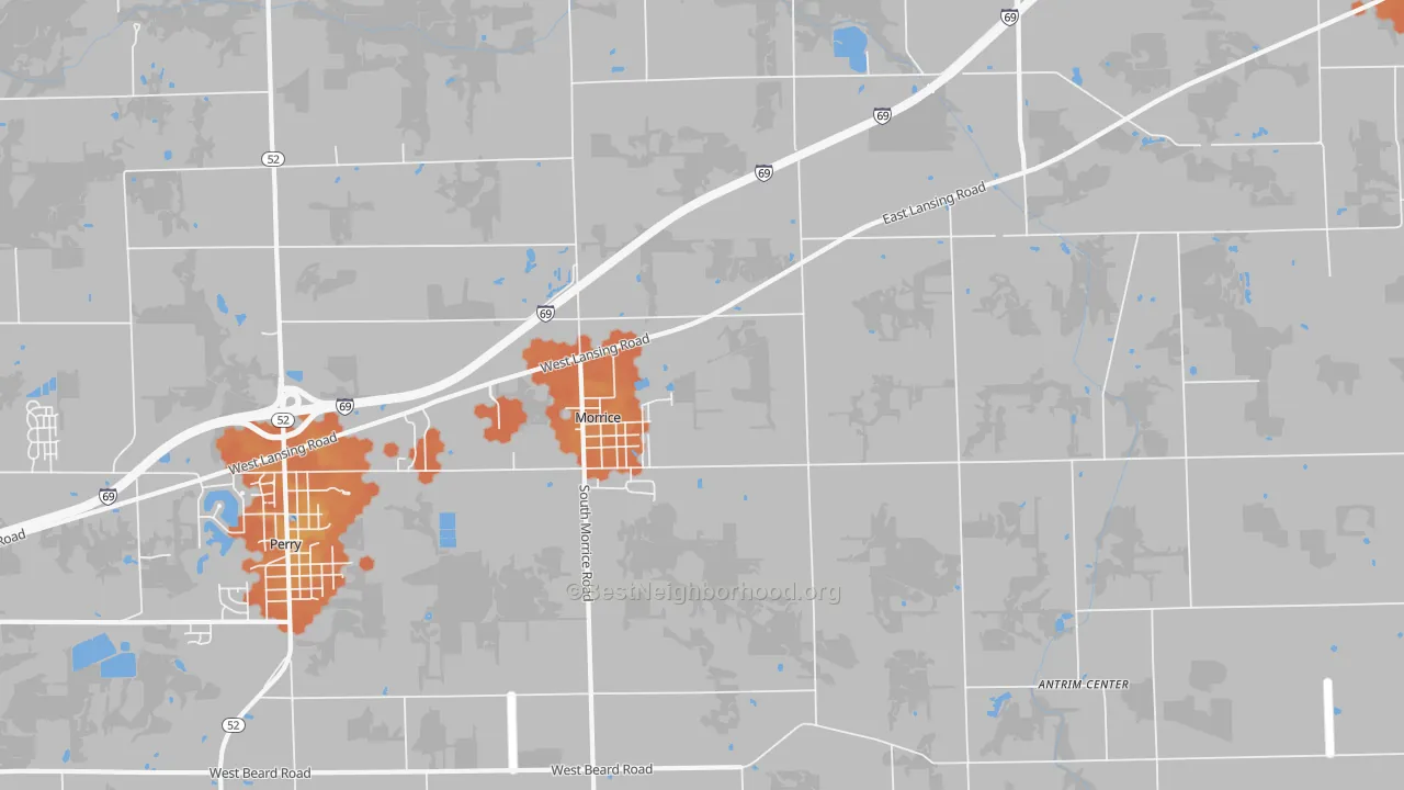 Bike Grade map of 48857, MI