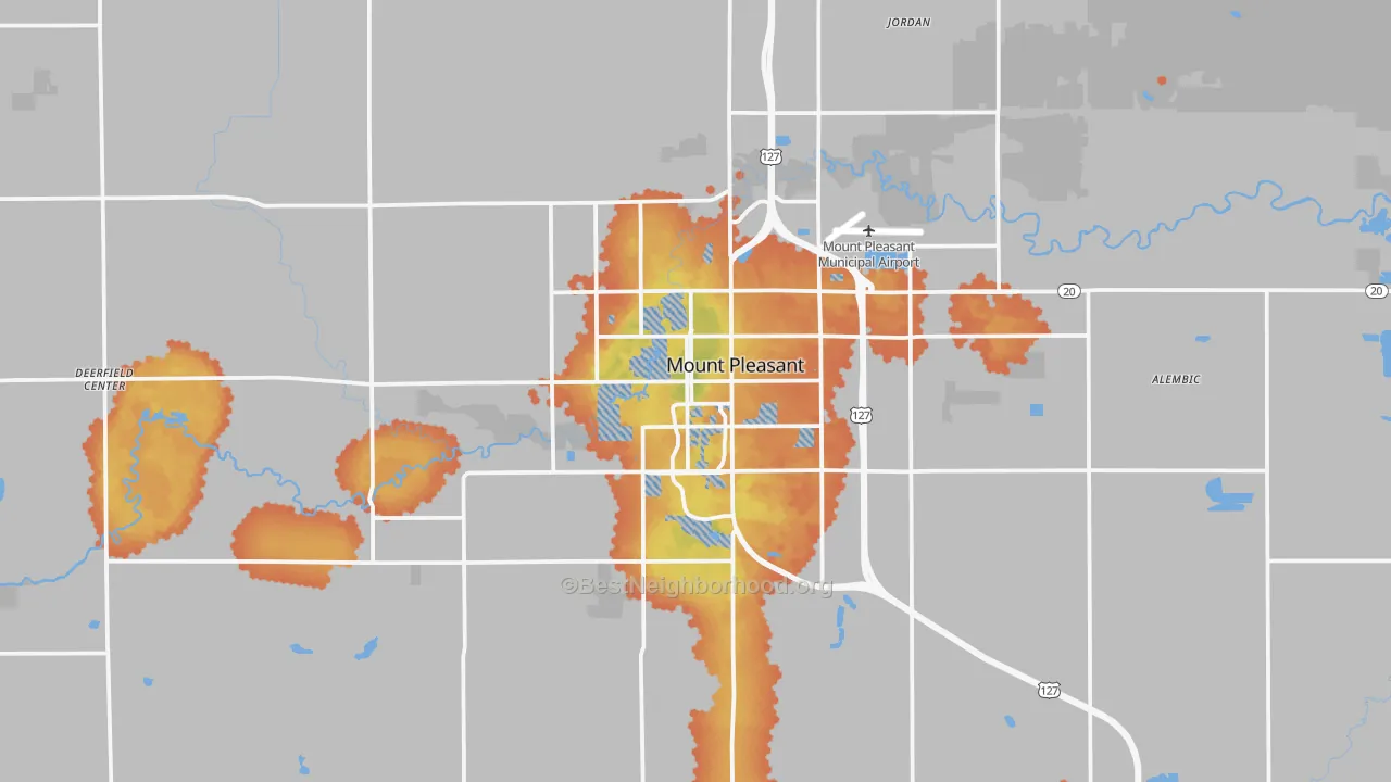 Bike Grade map of 48858, MI