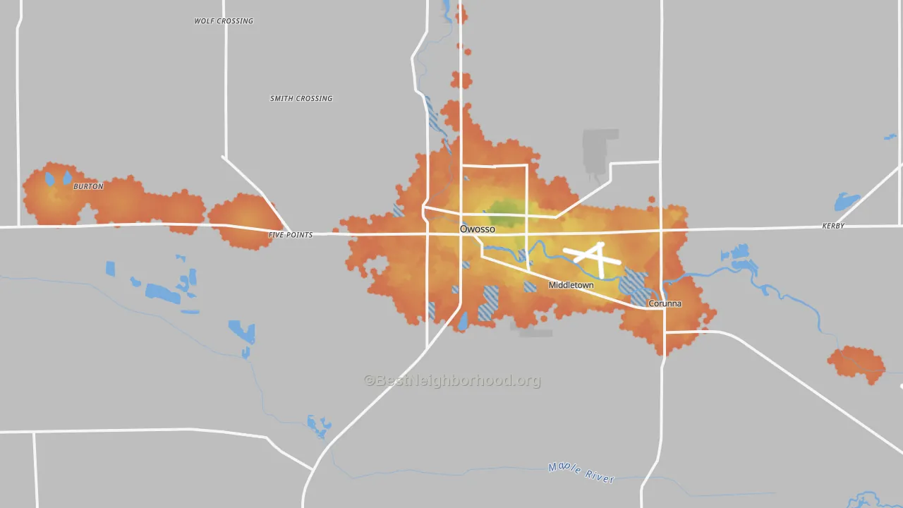 Bike Grade map of 48867, MI