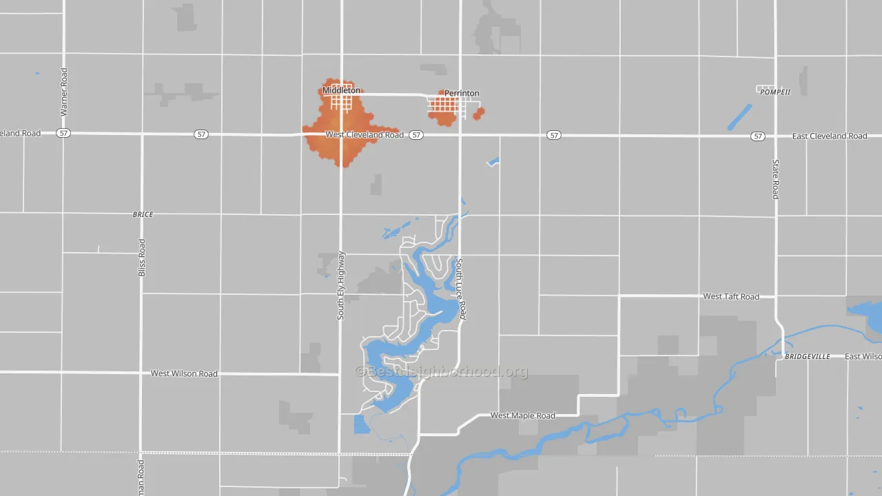 Bike Grade map of 48871, MI