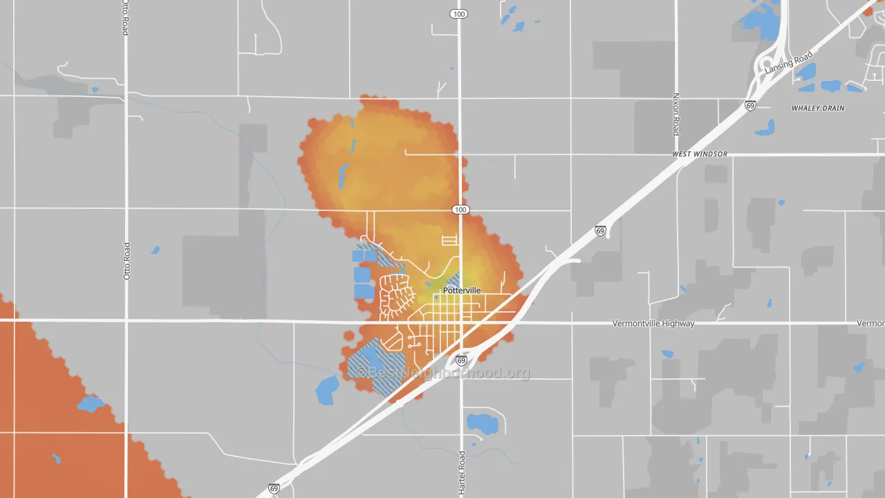 Bike Grade map of 48876, MI