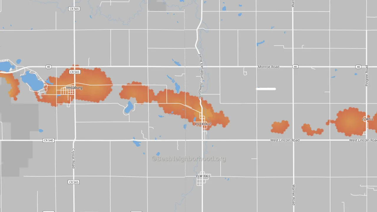 Bike Grade map of 48877, MI