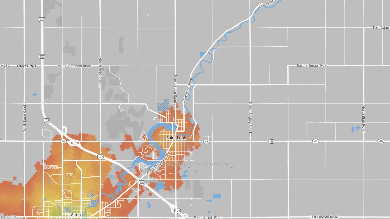 Bike Grade map of 48880, MI