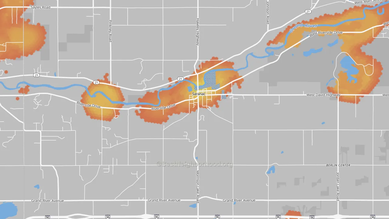 Bike Grade map of 48881, MI