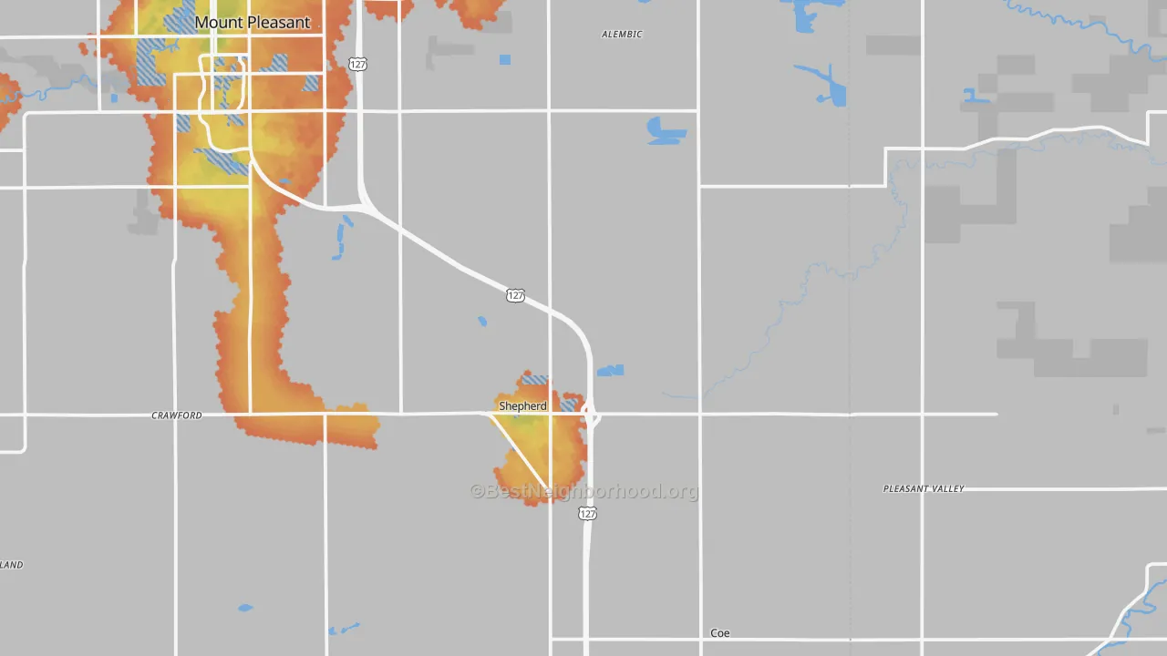 Bike Grade map of 48883, MI