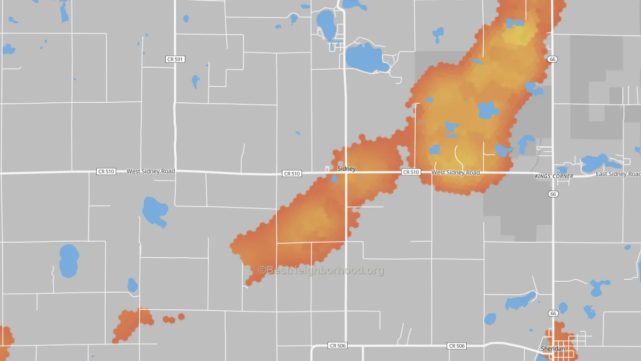 Bike Grade map of 48885, MI