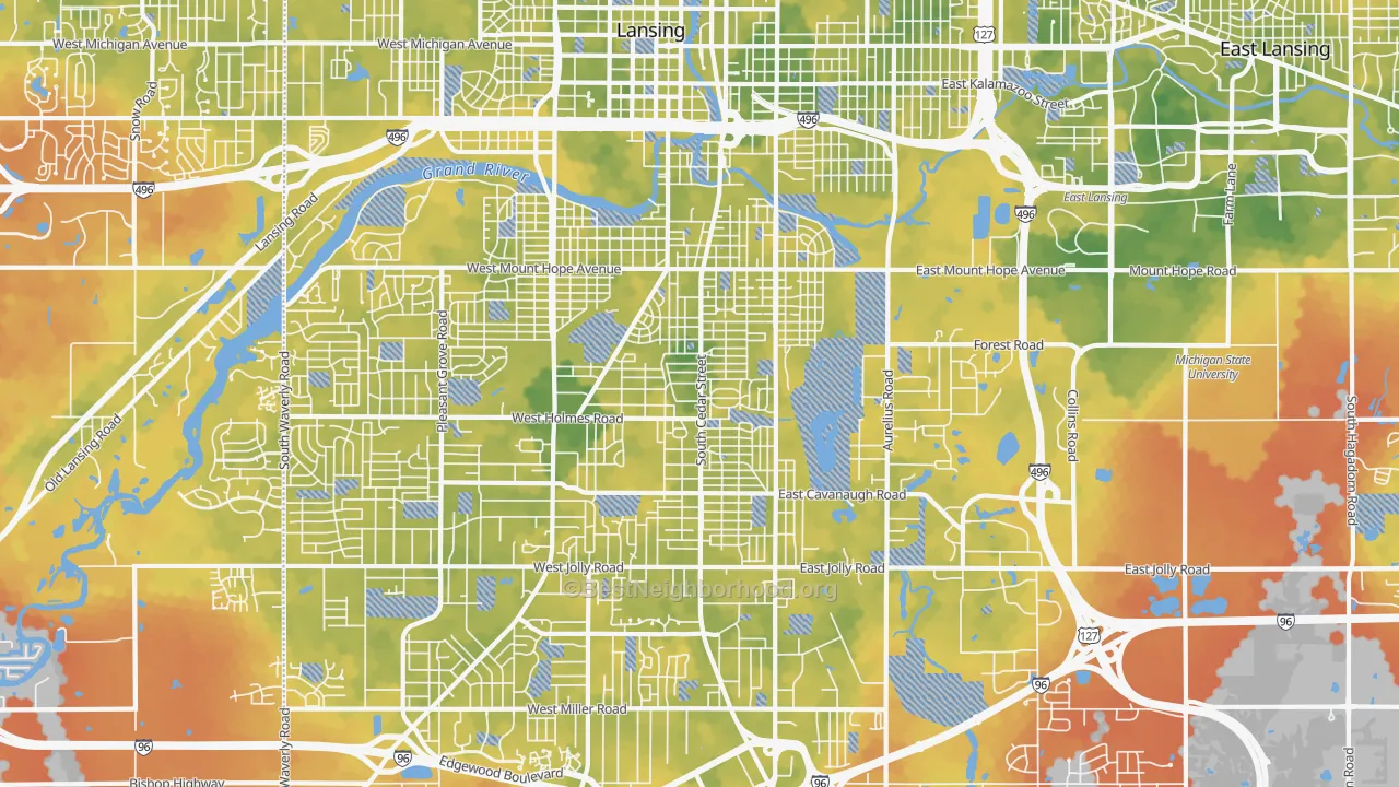 Bike Grade map of 48910, MI