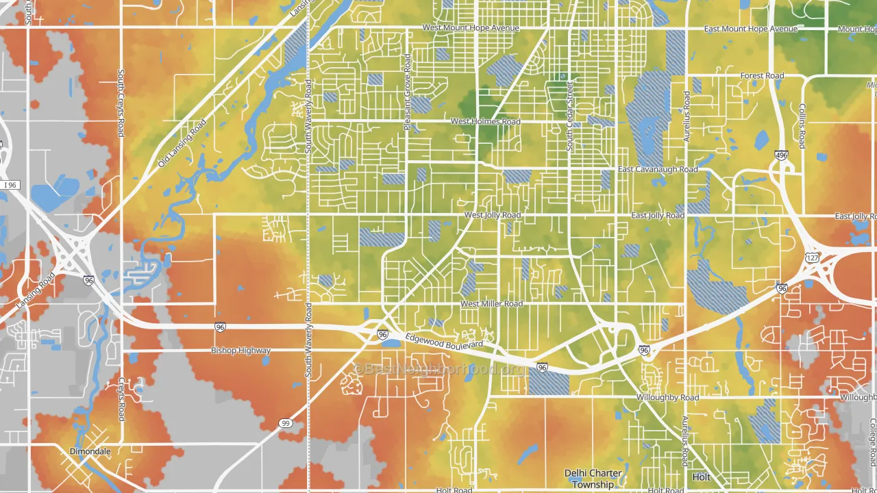 Bike Grade map of 48911, MI