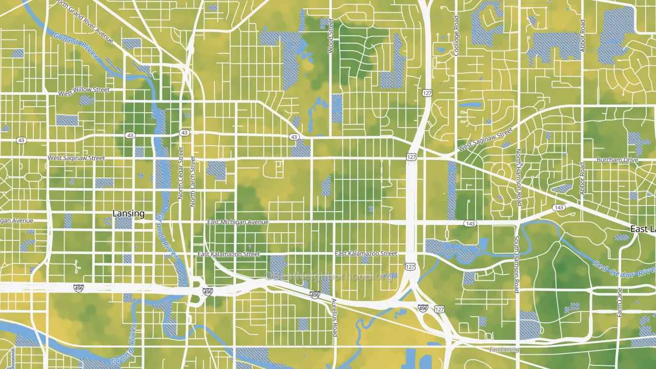 Bike Grade map of 48912, MI