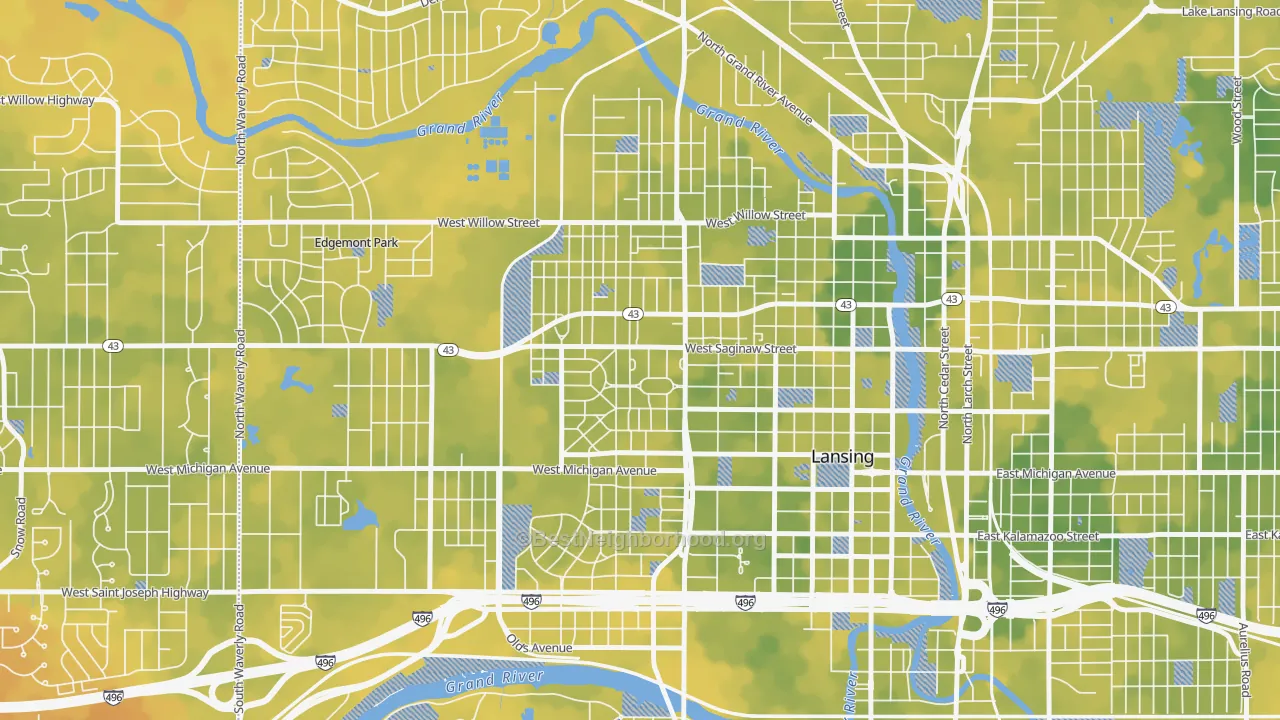 Bike Grade map of 48915, MI
