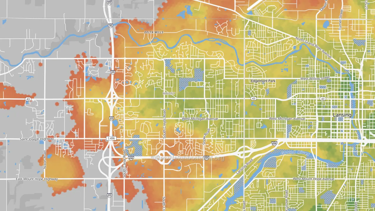 Bike Grade map of 48917, MI
