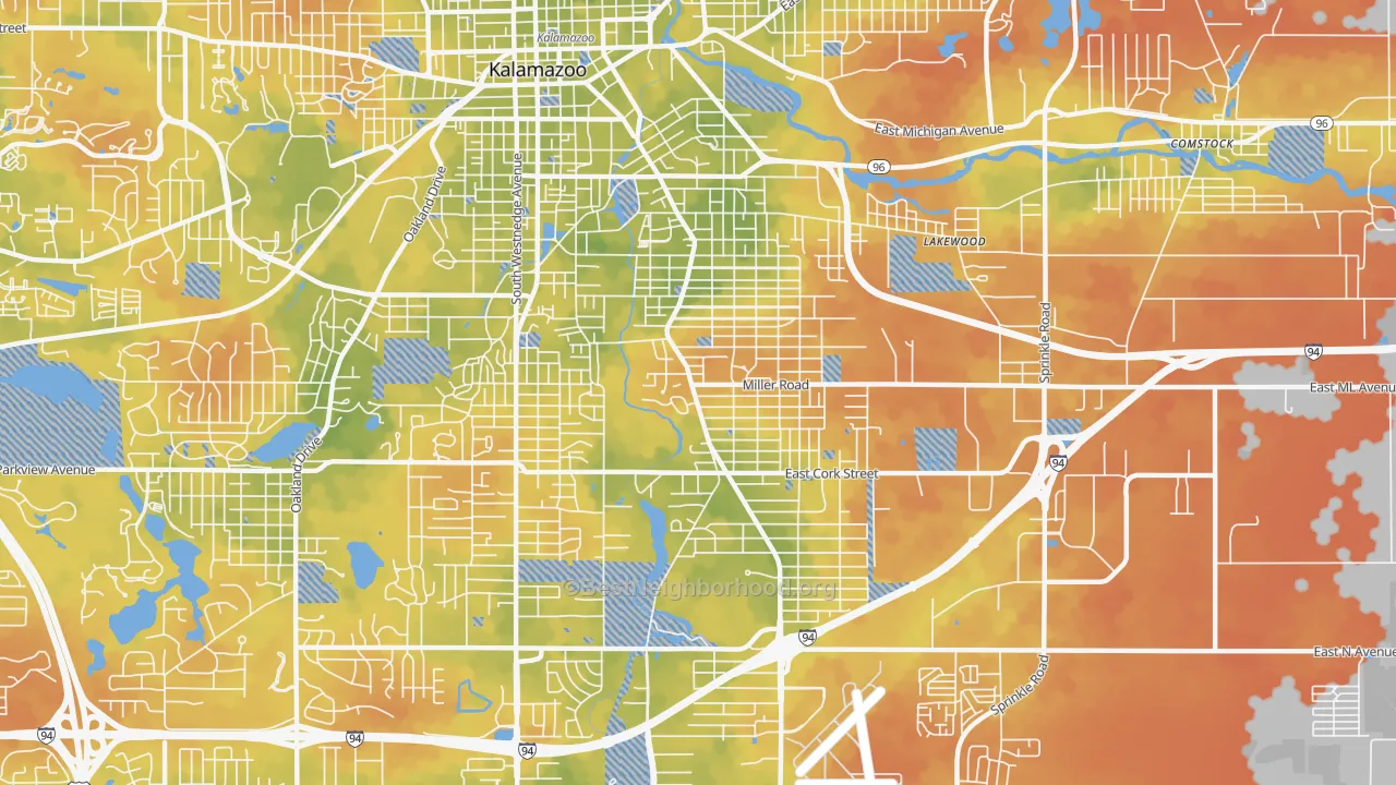 Bike Grade map of 49001, MI