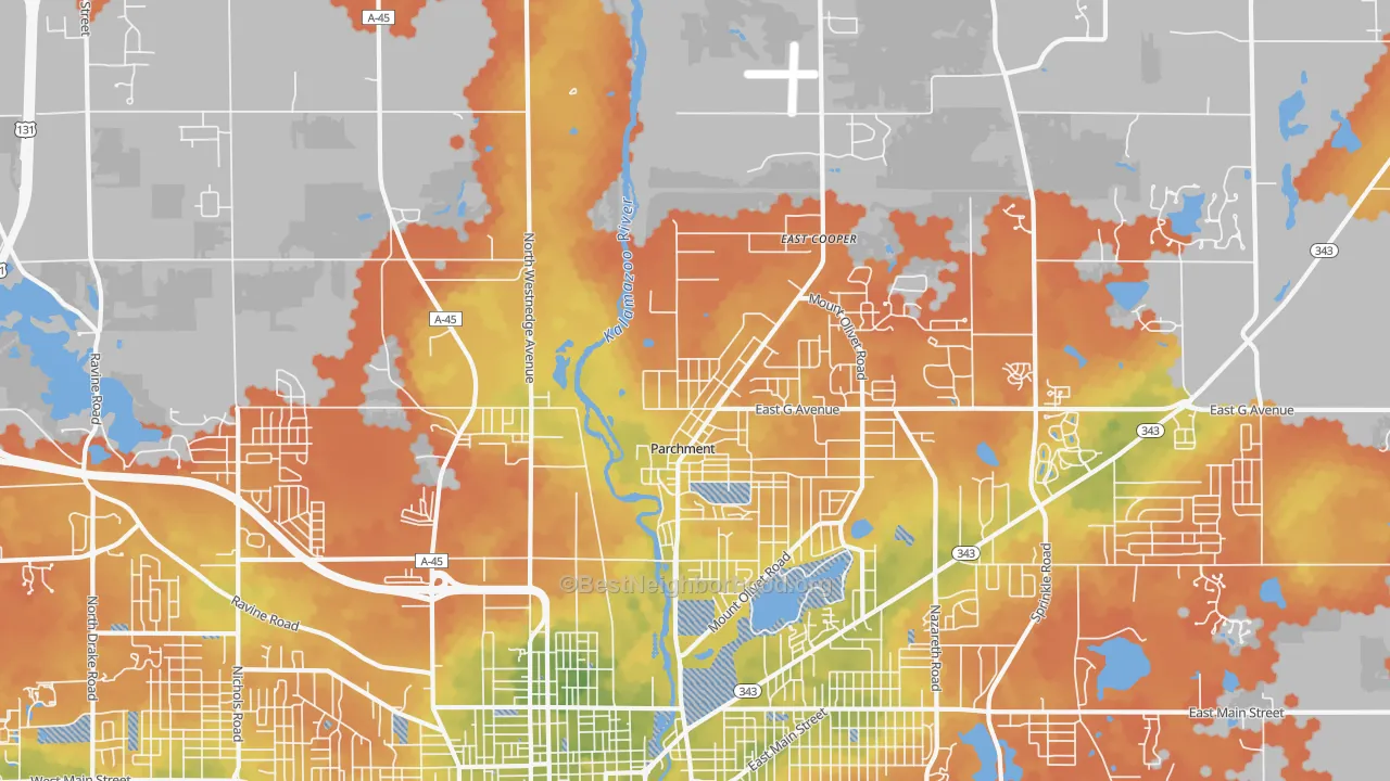 Bike Grade map of 49004, MI