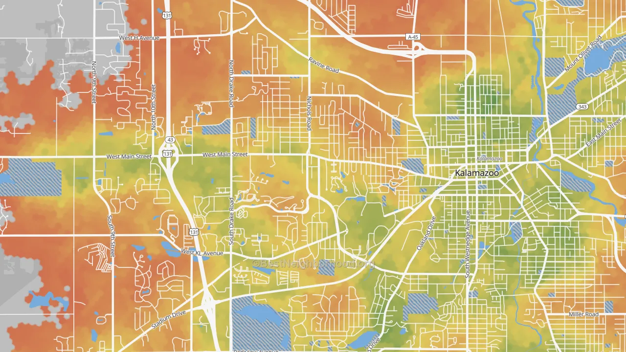 Bike Grade map of 49006, MI