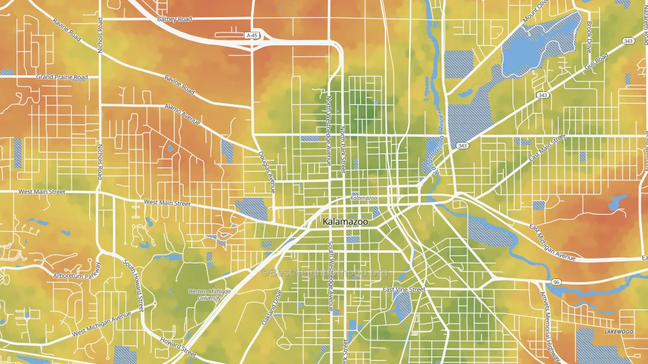 Bike Grade map of 49007, MI