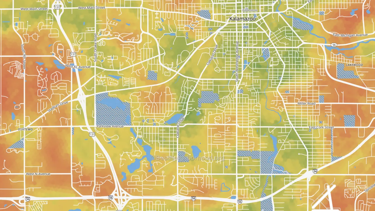 Bike Grade map of 49008, MI