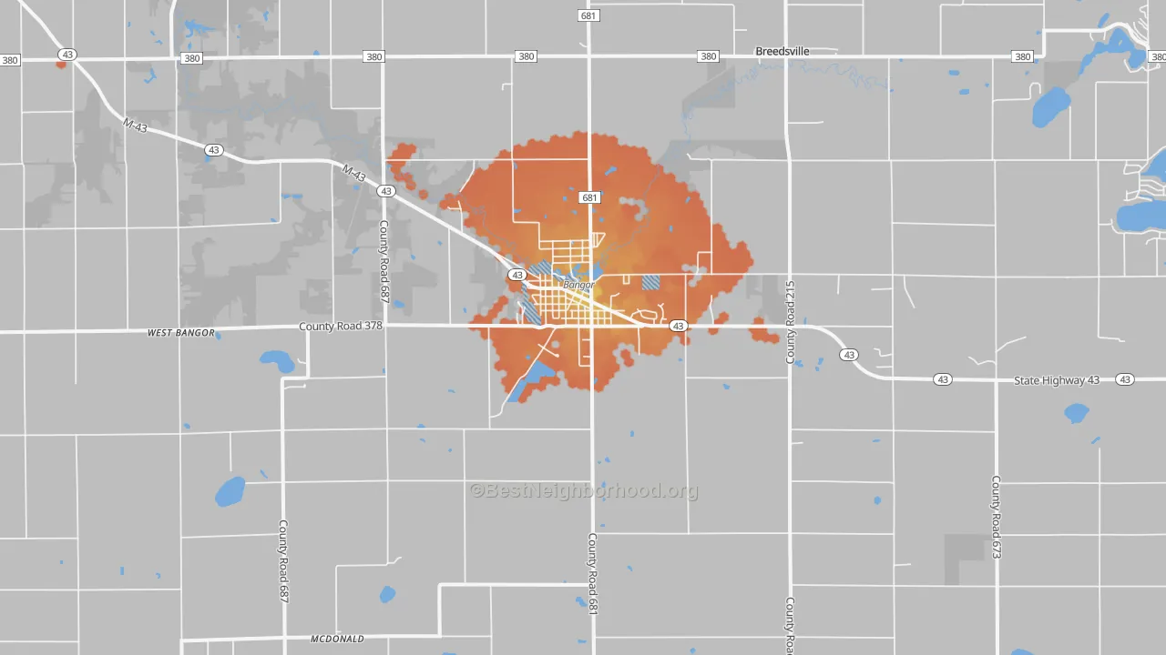 Bike Grade map of 49013, MI