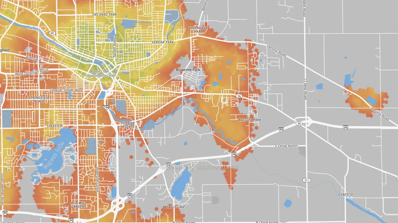 Bike Grade map of 49014, MI