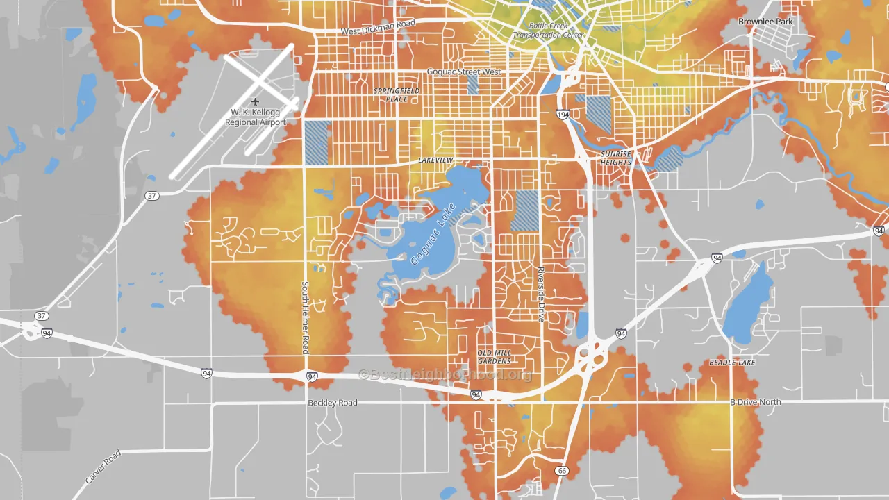 Bike Grade map of 49015, MI