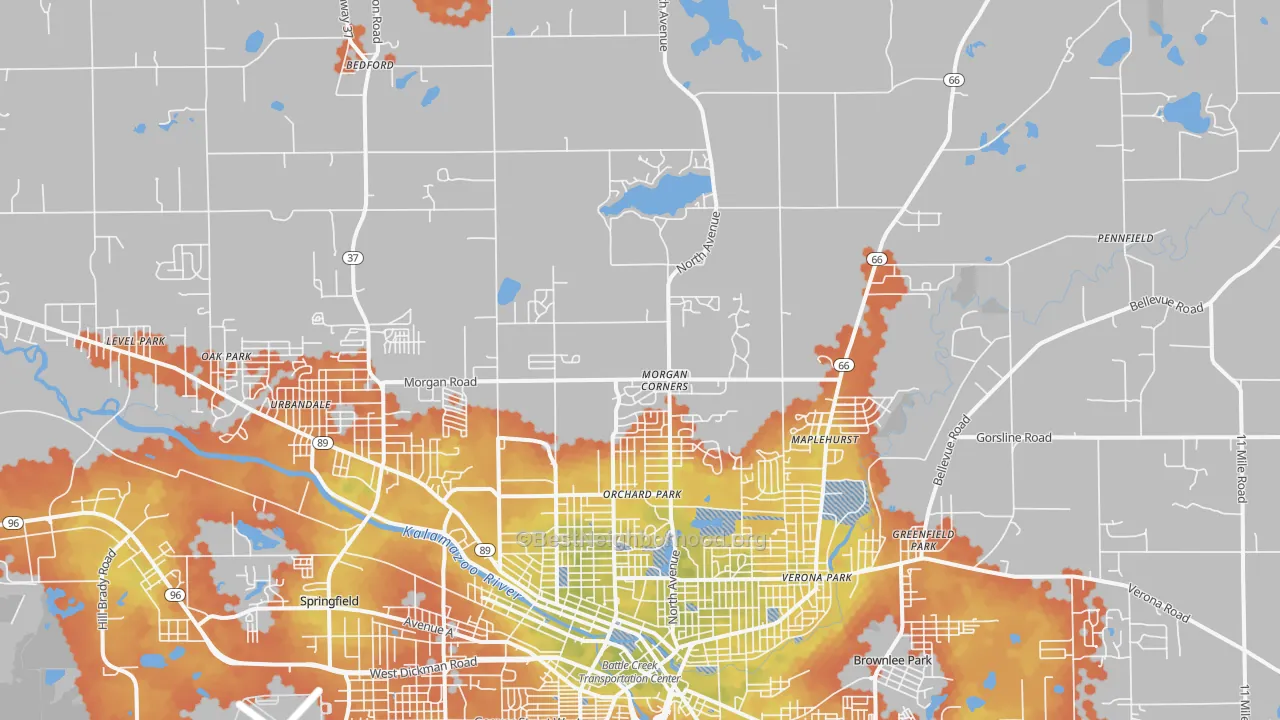 Bike Grade map of 49017, MI