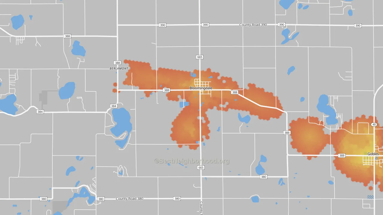 Bike Grade map of 49026, MI