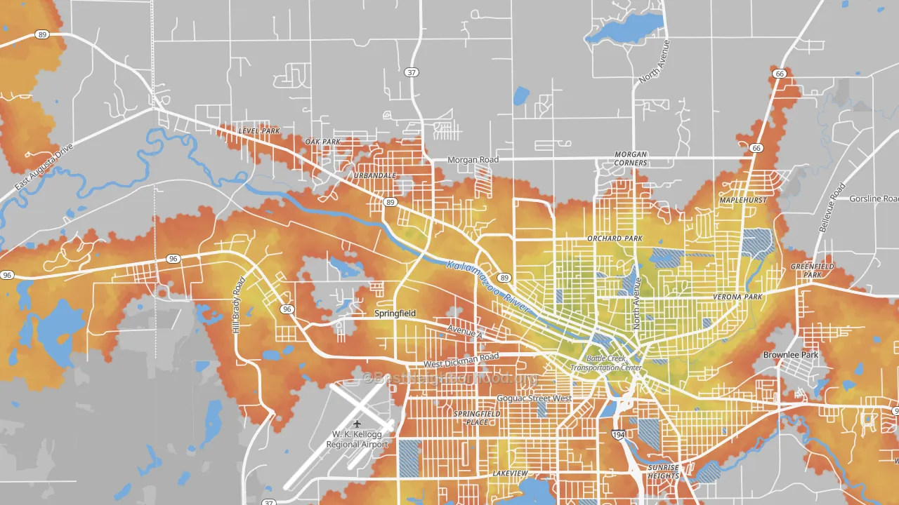 Bike Grade map of 49037, MI
