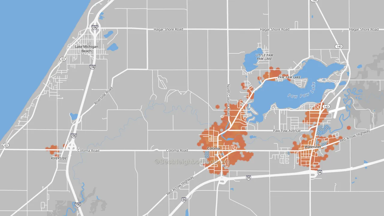 Bike Grade map of 49038, MI