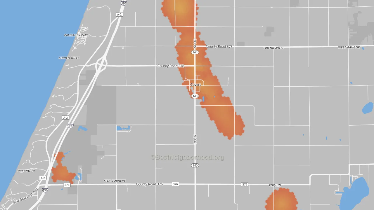 Bike Grade map of 49043, MI