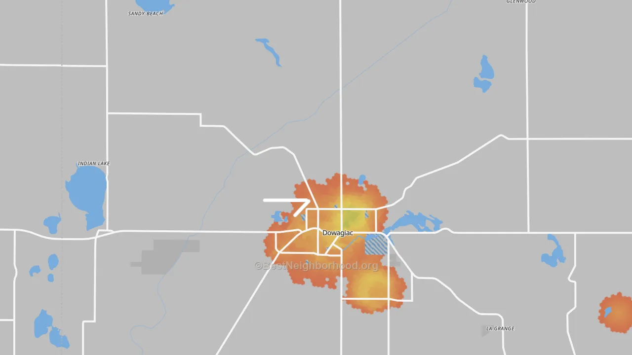 Bike Grade map of 49047, MI