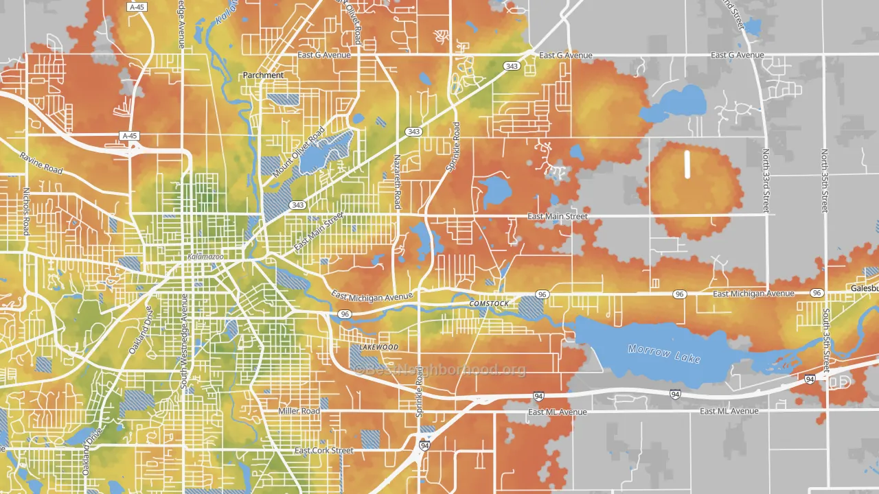 Bike Grade map of 49048, MI