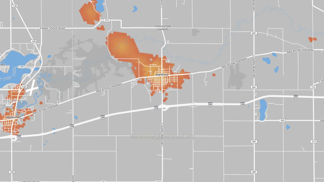 Bike Grade map of 49057, MI