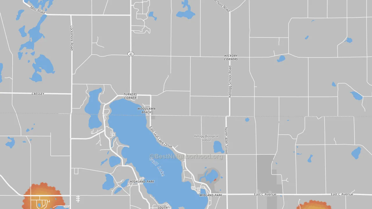 Bike Grade map of 49060, MI