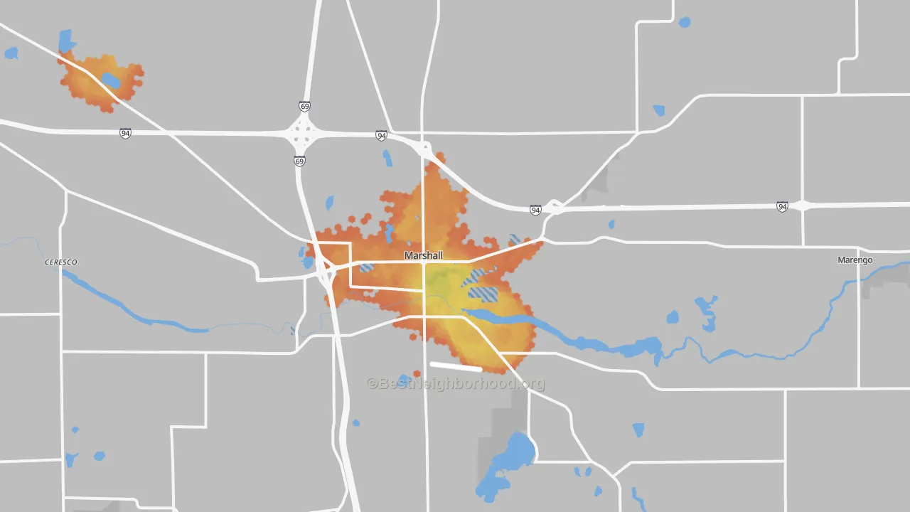 Bike Grade map of 49068, MI