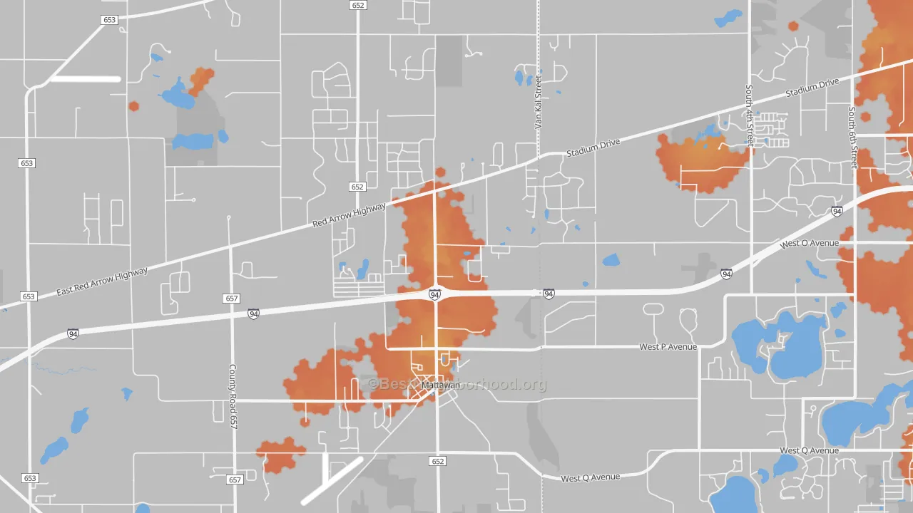 Bike Grade map of 49071, MI