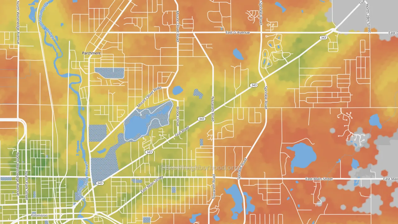 Bike Grade map of 49074, MI