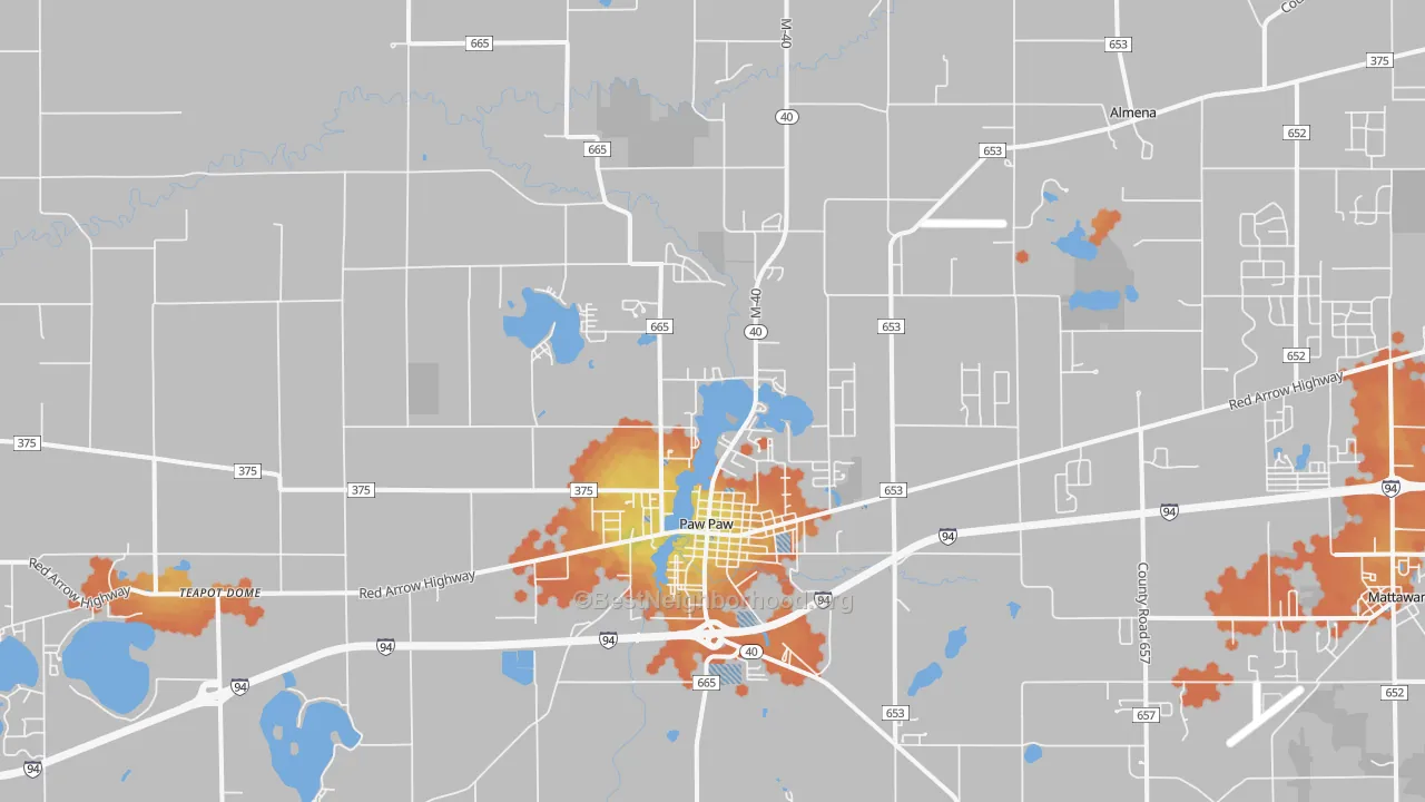 Bike Grade map of 49079, MI