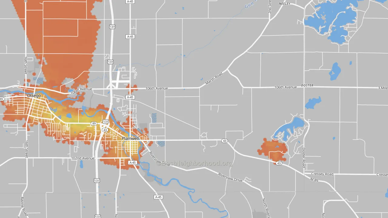 Bike Grade map of 49080, MI