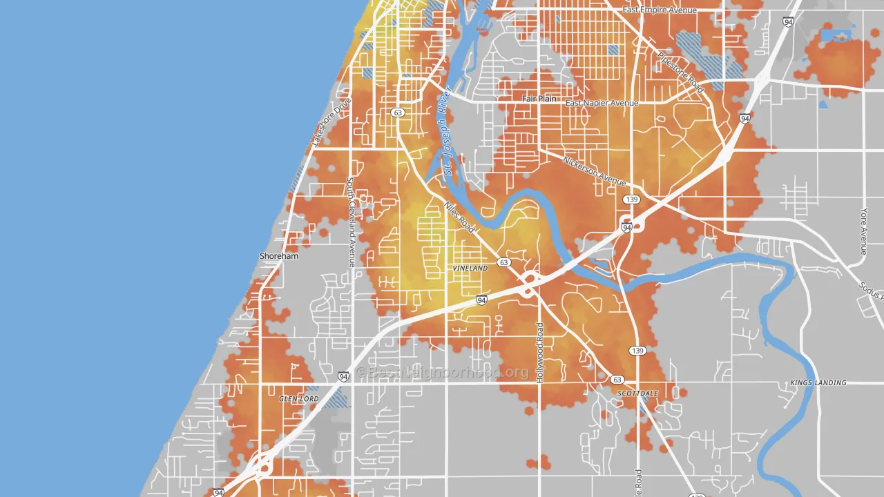 Bike Grade map of 49085, MI