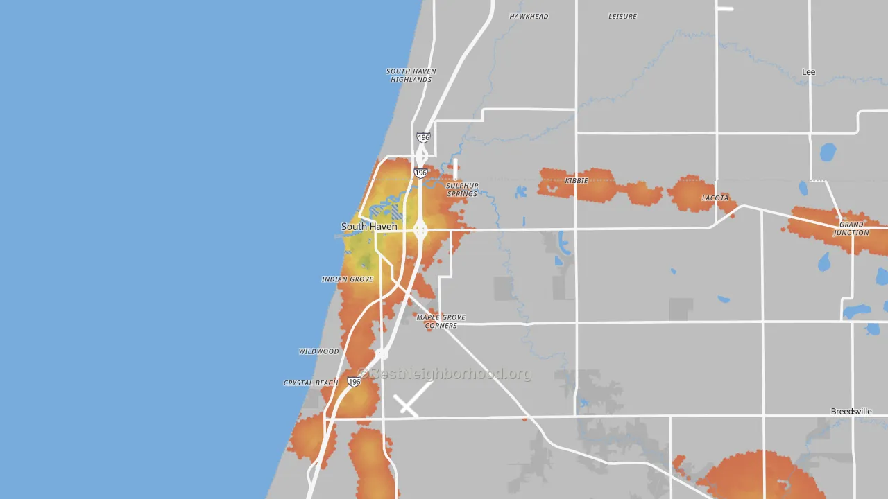 Bike Grade map of 49090, MI