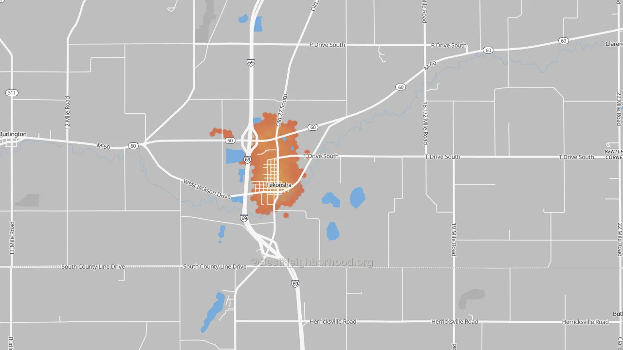 Bike Grade map of 49092, MI